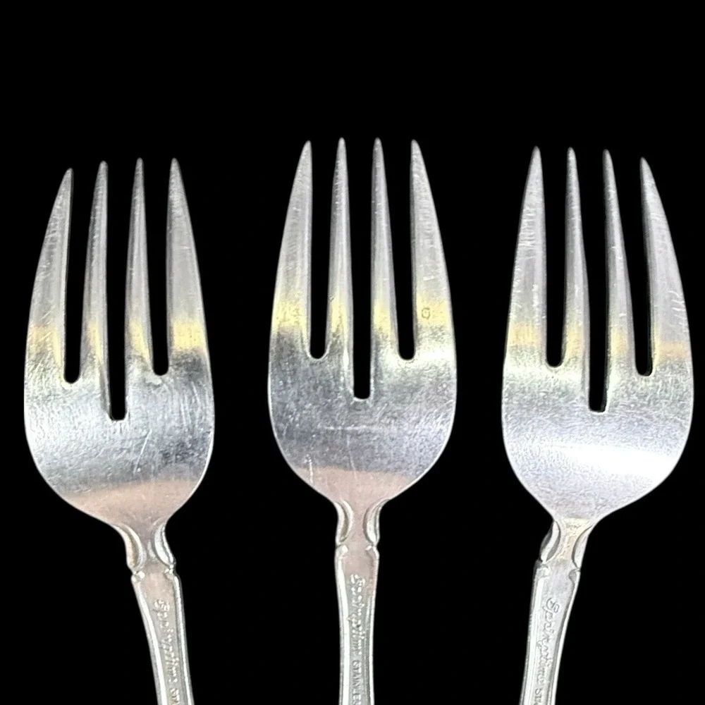 Springtime Salad Forks‎ Stainless Steel Japan Flowers & Swirls Set Of 3